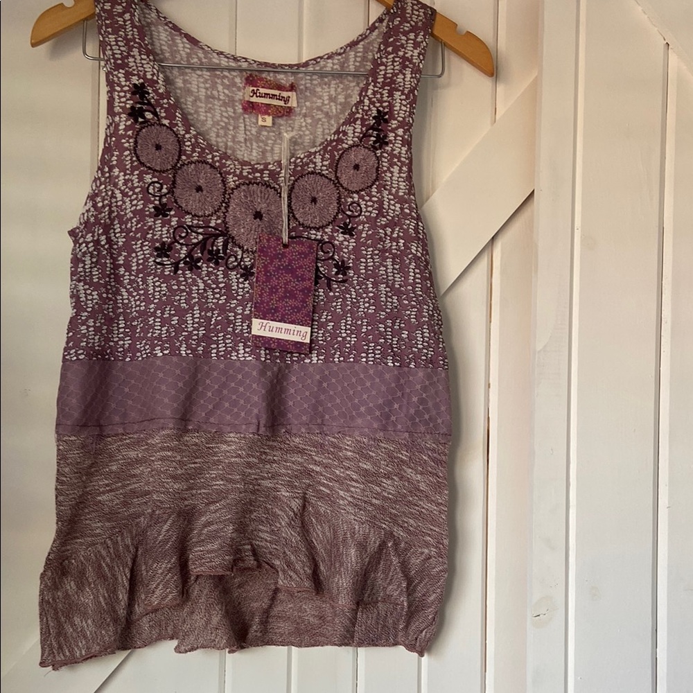 Women’s Small Boutique Purple Tank Top Sleeveless Boho